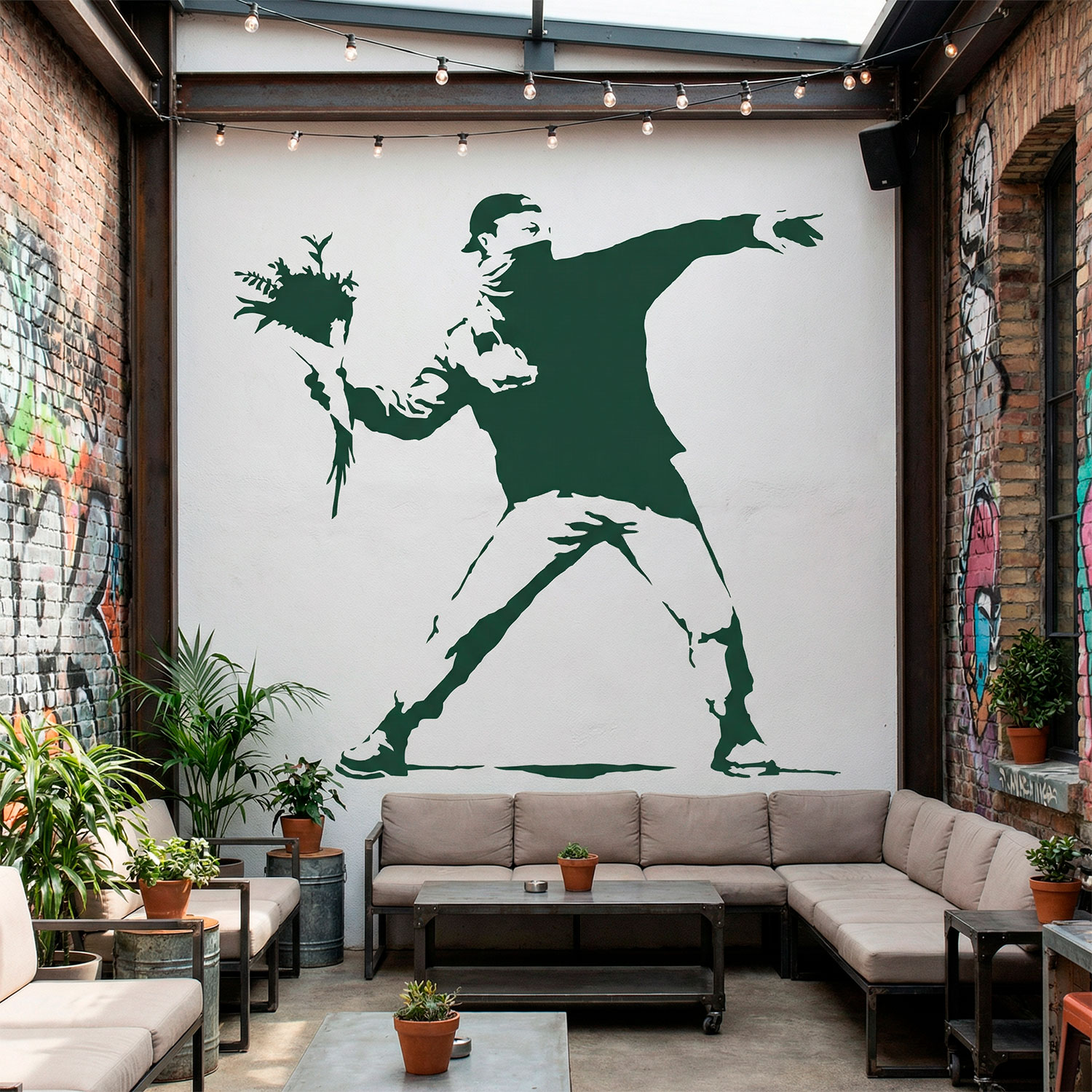 Wall Stickers: Banksy Flower Throwing Protest