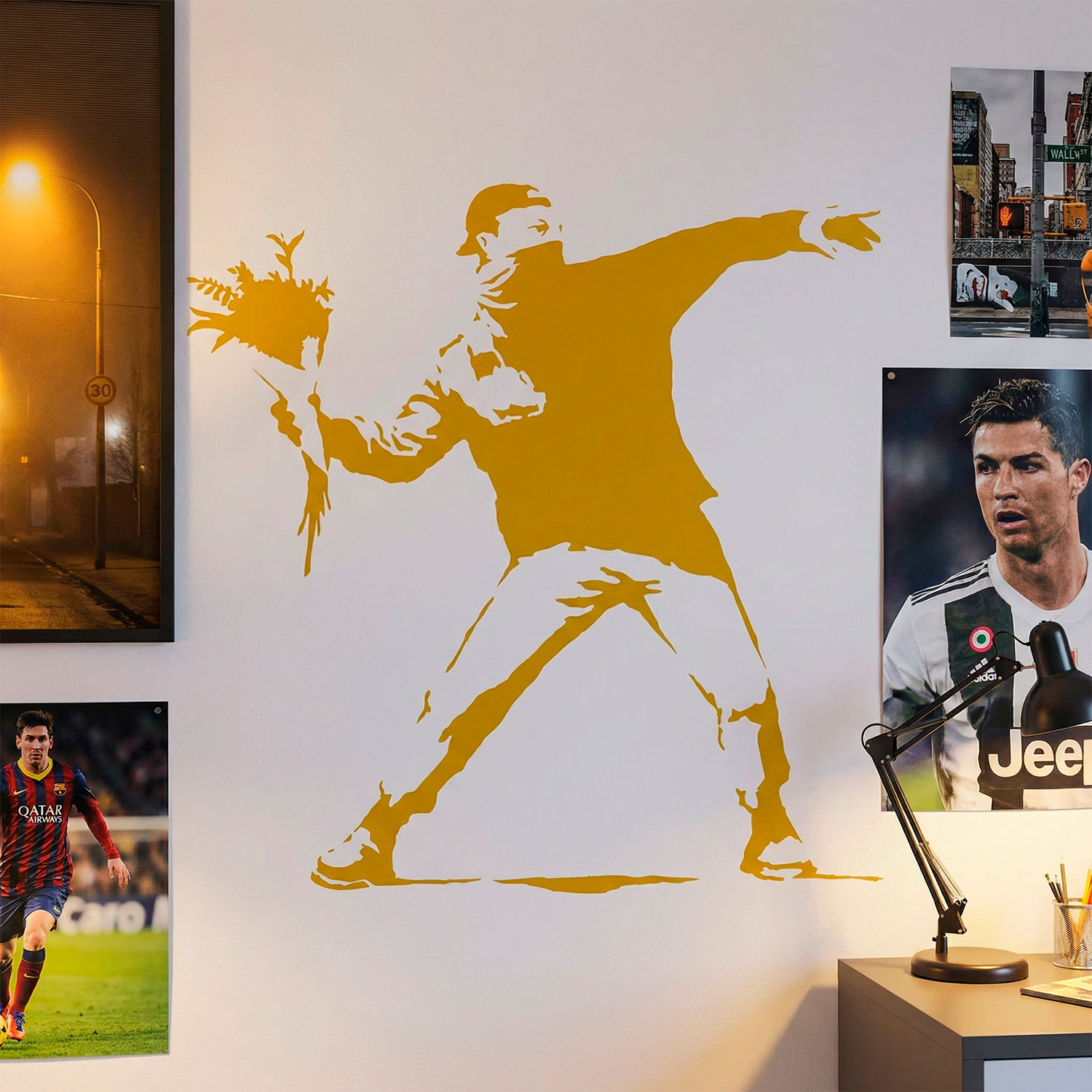 Wall Stickers: Banksy Flower Throwing Protest