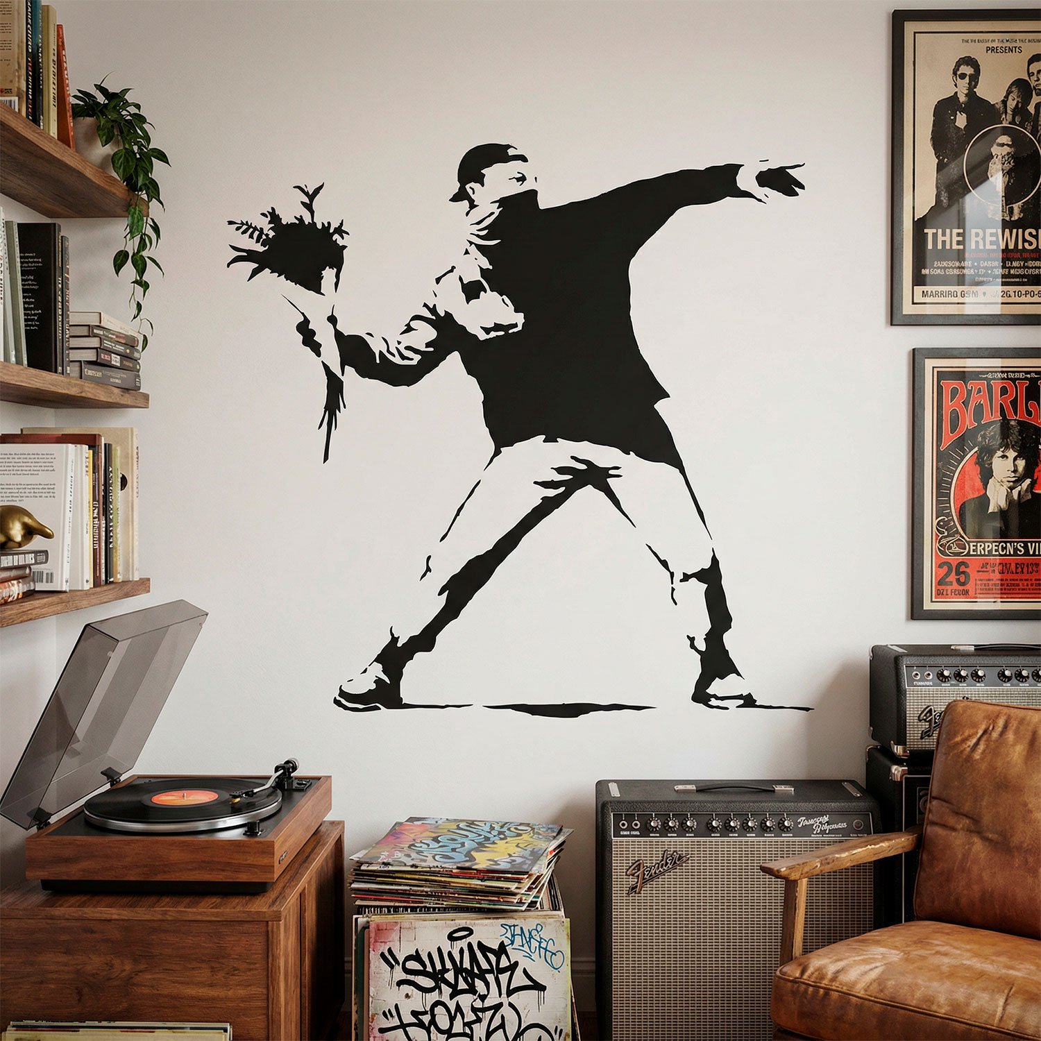 Wall Stickers: Banksy Flower Throwing Protest