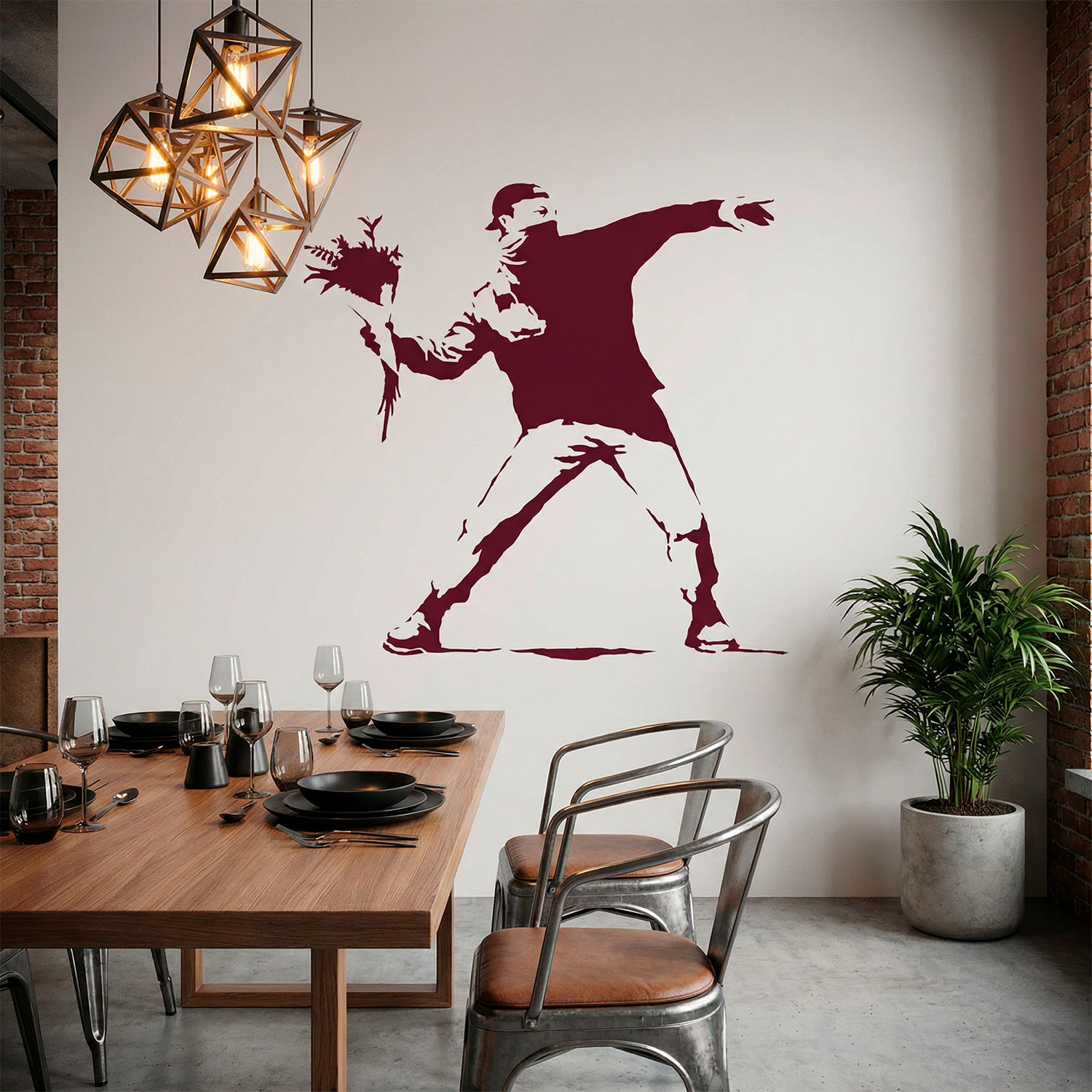 Wall Stickers: Banksy Flower Throwing Protest