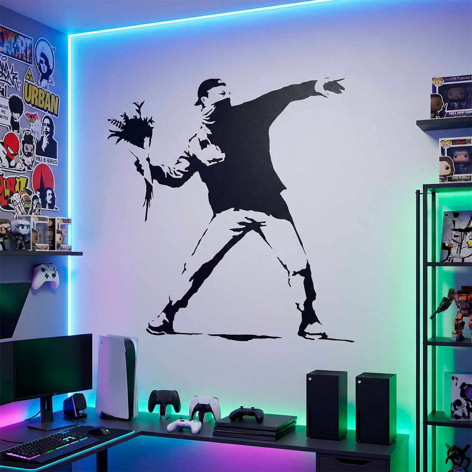 Wall Stickers: Banksy Flower Throwing Protest