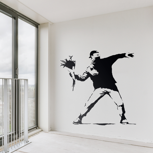 Wall Stickers: Banksy Flower Throwing Protest