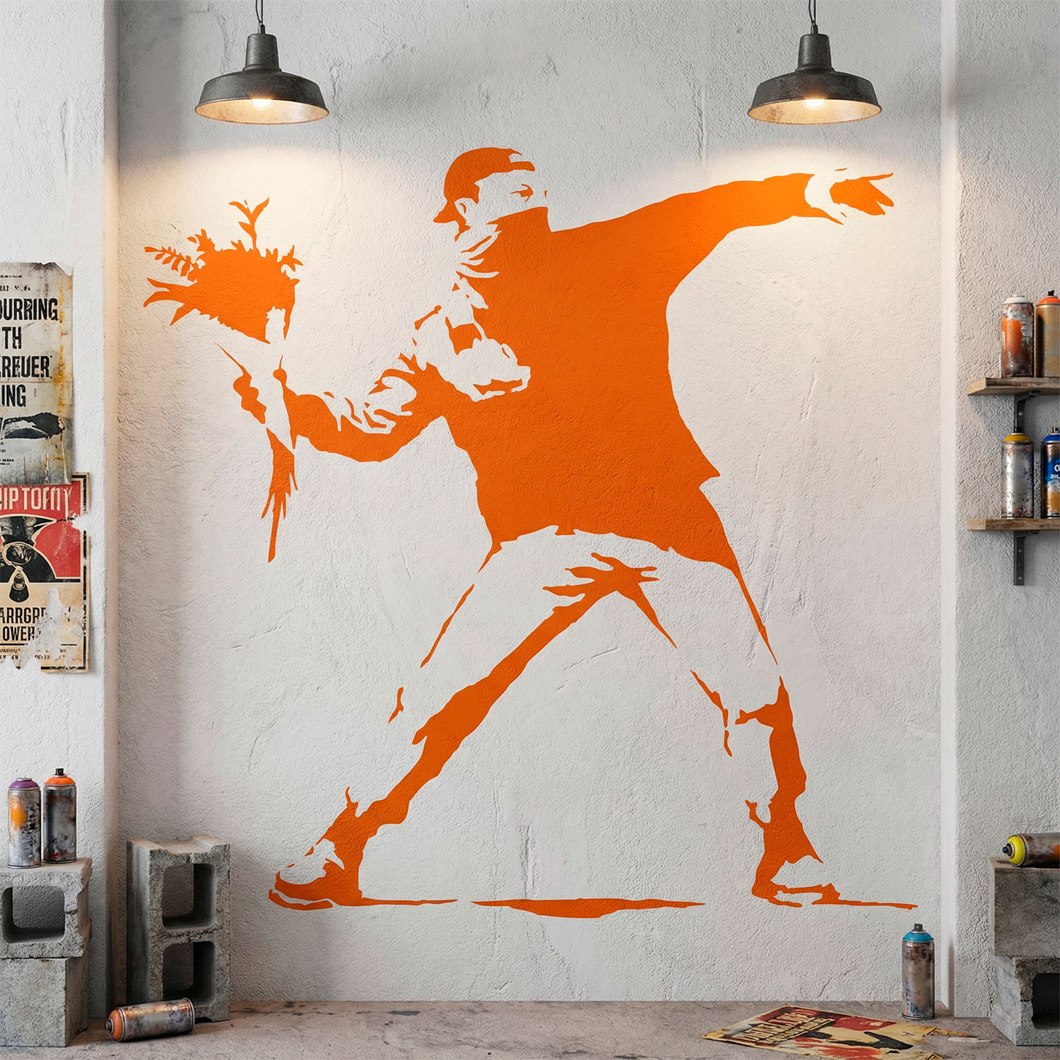 Wall Stickers: Banksy Flower Throwing Protest