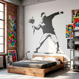 Wall Stickers: Banksy Flower Throwing Protest 8