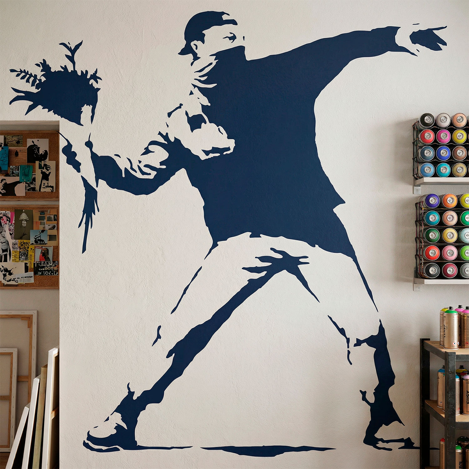 Wall Stickers: Banksy Flower Throwing Protest