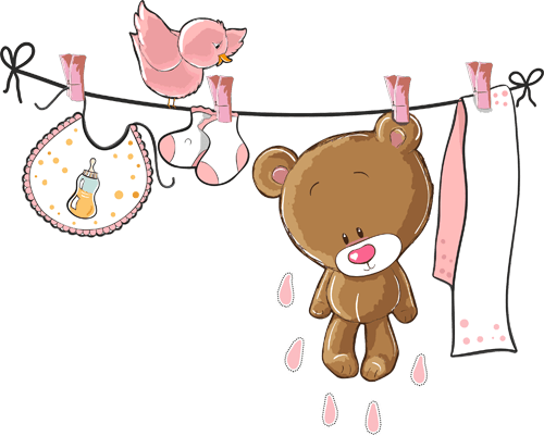 Stickers for Kids: Bear on the pink clothesline 0