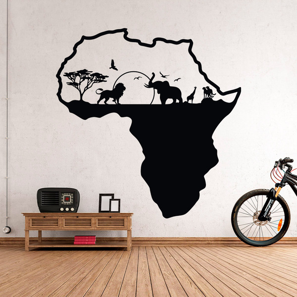 Wall Stickers: Africa silhouette skyline animals