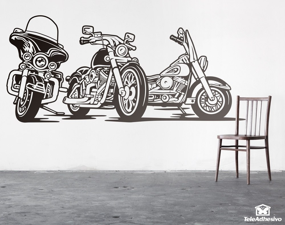Wall Stickers: 3 Harley Davidson motorbike