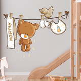 Stickers for Kids: Custom bear on the clothesline neutral 4
