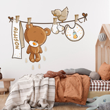 Stickers for Kids: Custom bear on the clothesline neutral 5