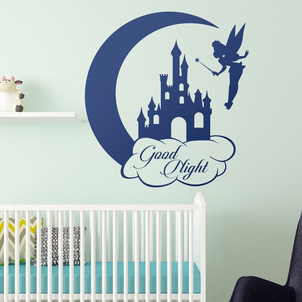 Stickers for Kids: Tinkerbell, Castle and Moon. Good Night