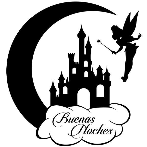 Stickers for Kids: Tinkerbell, Castle and Moon. Buenas Noches