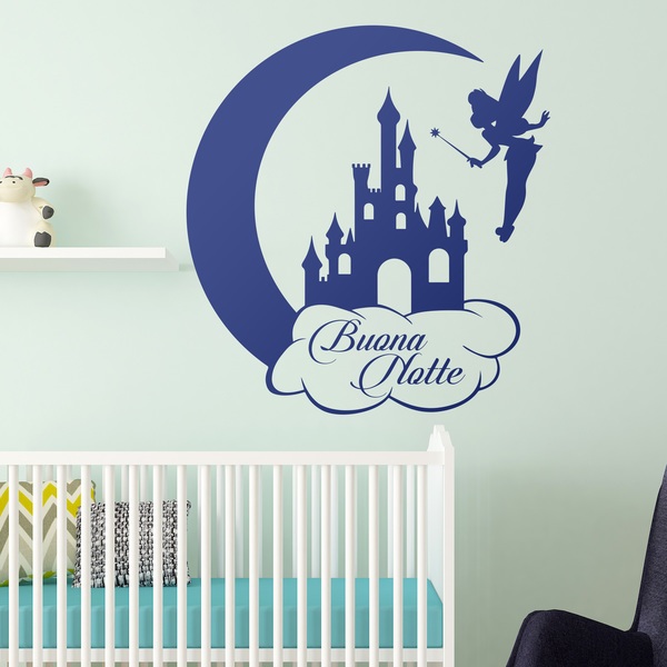Stickers for Kids: Tinkerbell, Castle and Moon. Buona Notte