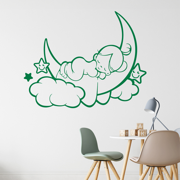 Stickers for Kids: Girl sleeping on the moon