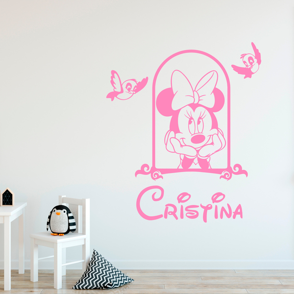 Stickers for Kids: Minnie in the custom window