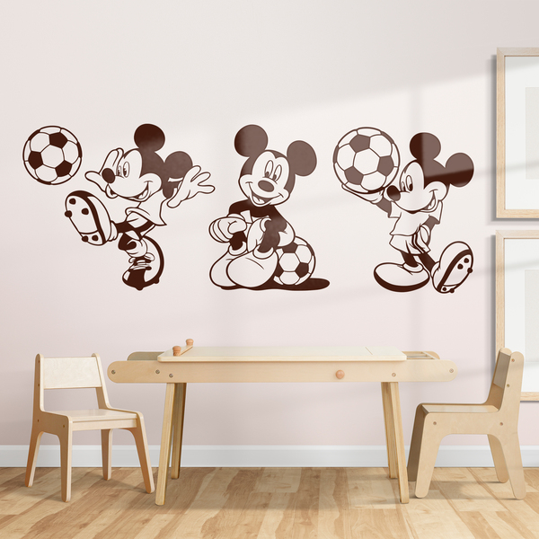 Stickers for Kids: Triptych Mickey Mouse Footballer