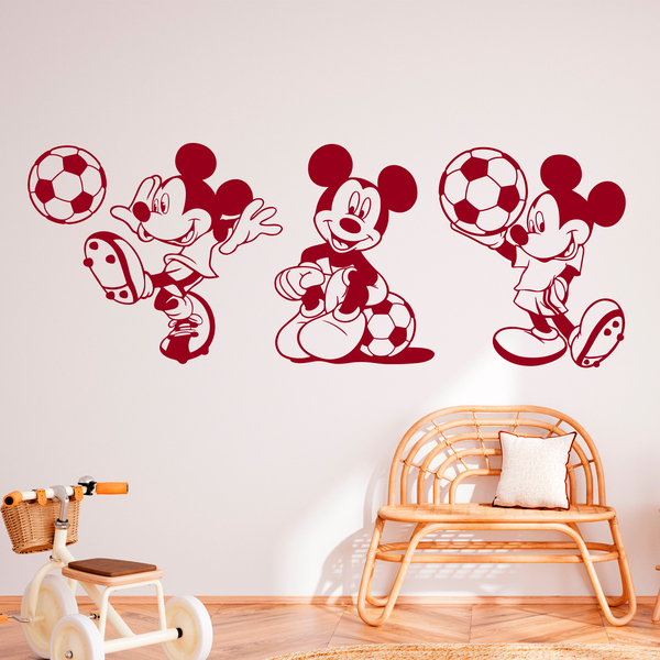 Stickers for Kids: Triptych Mickey Mouse Footballer