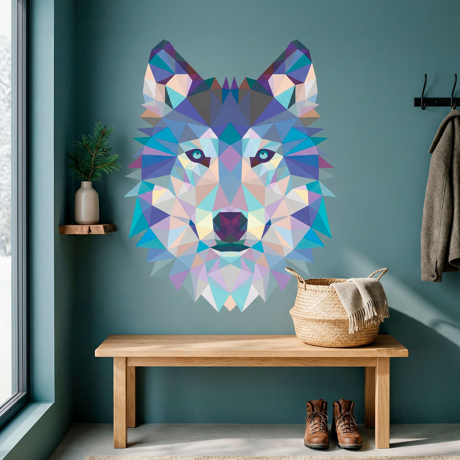 Wall Stickers: Head of Origami Wolf