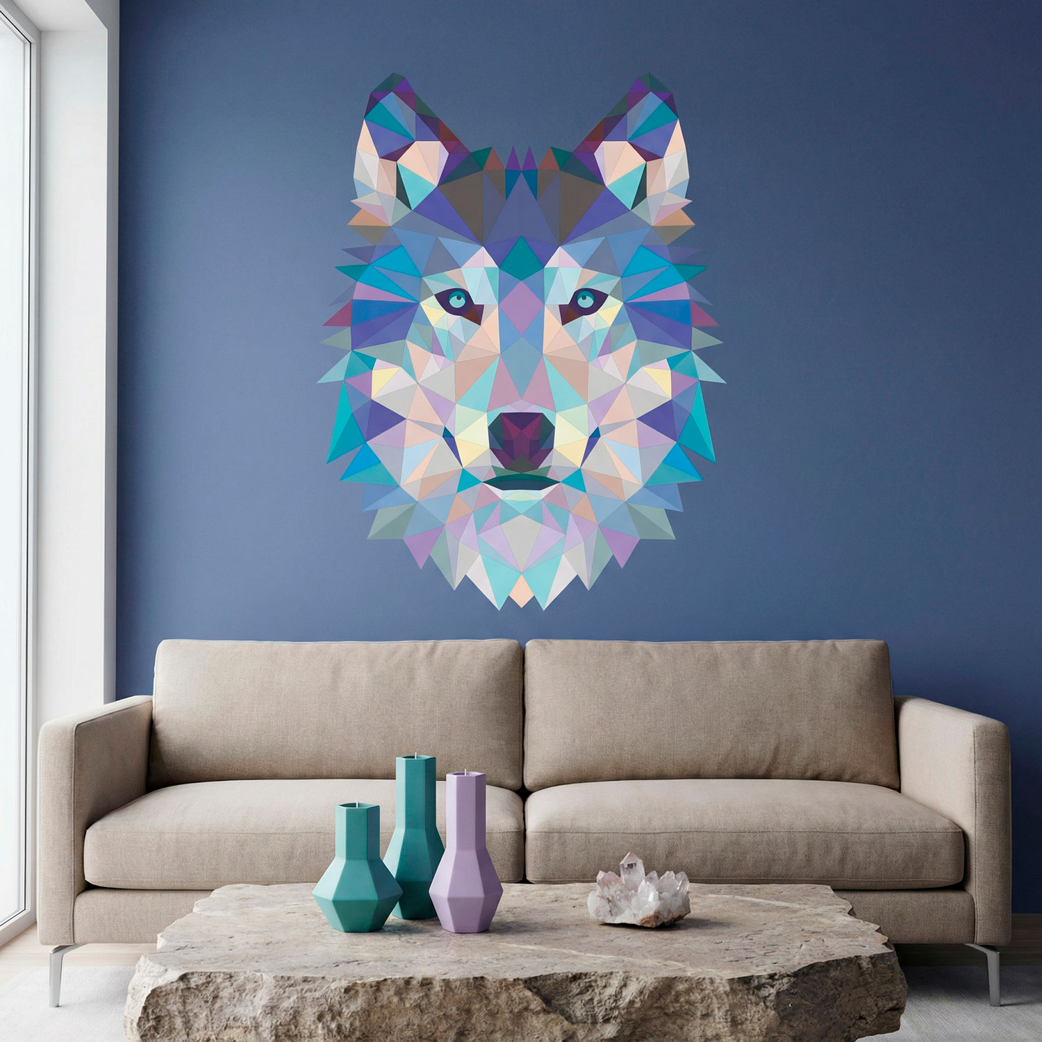 Wall Stickers: Head of Origami Wolf