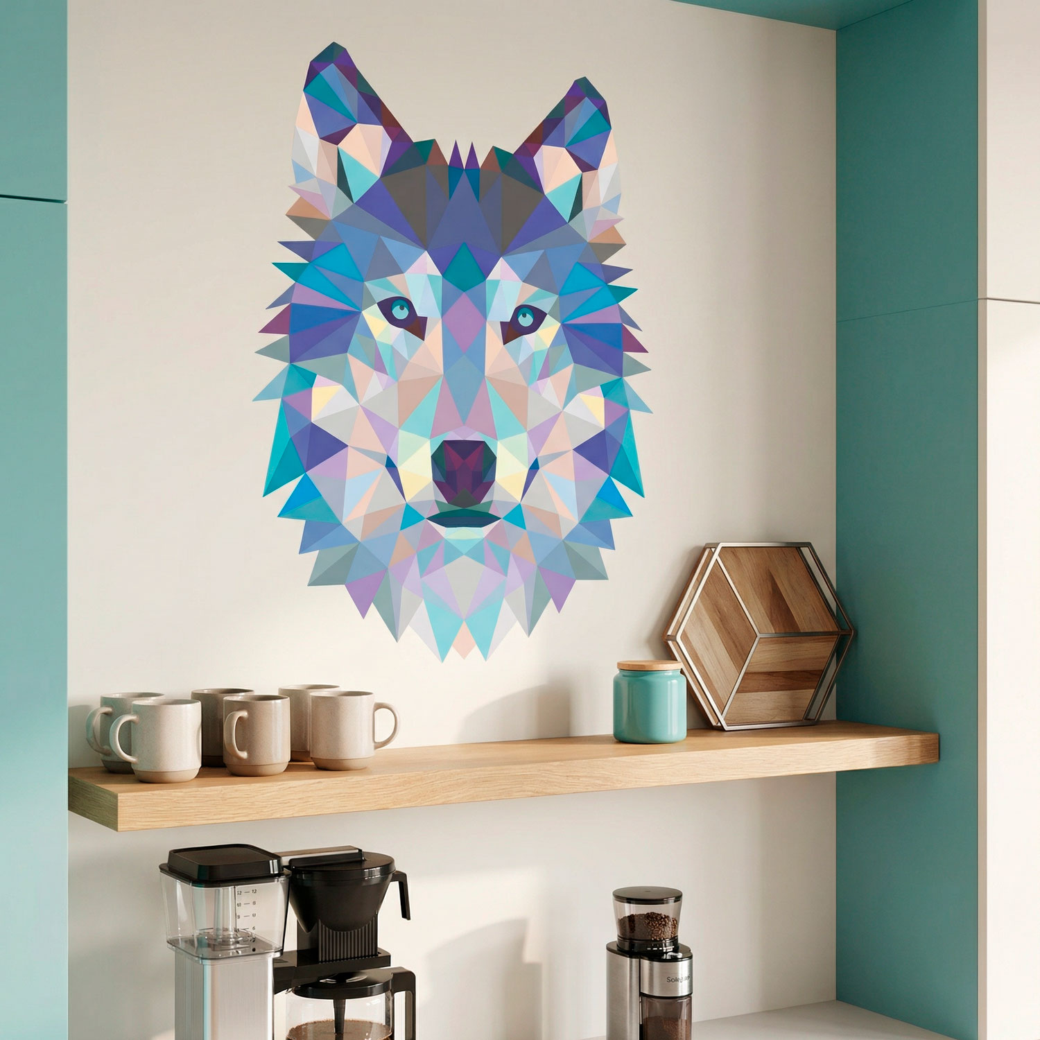 Wall Stickers: Head of Origami Wolf