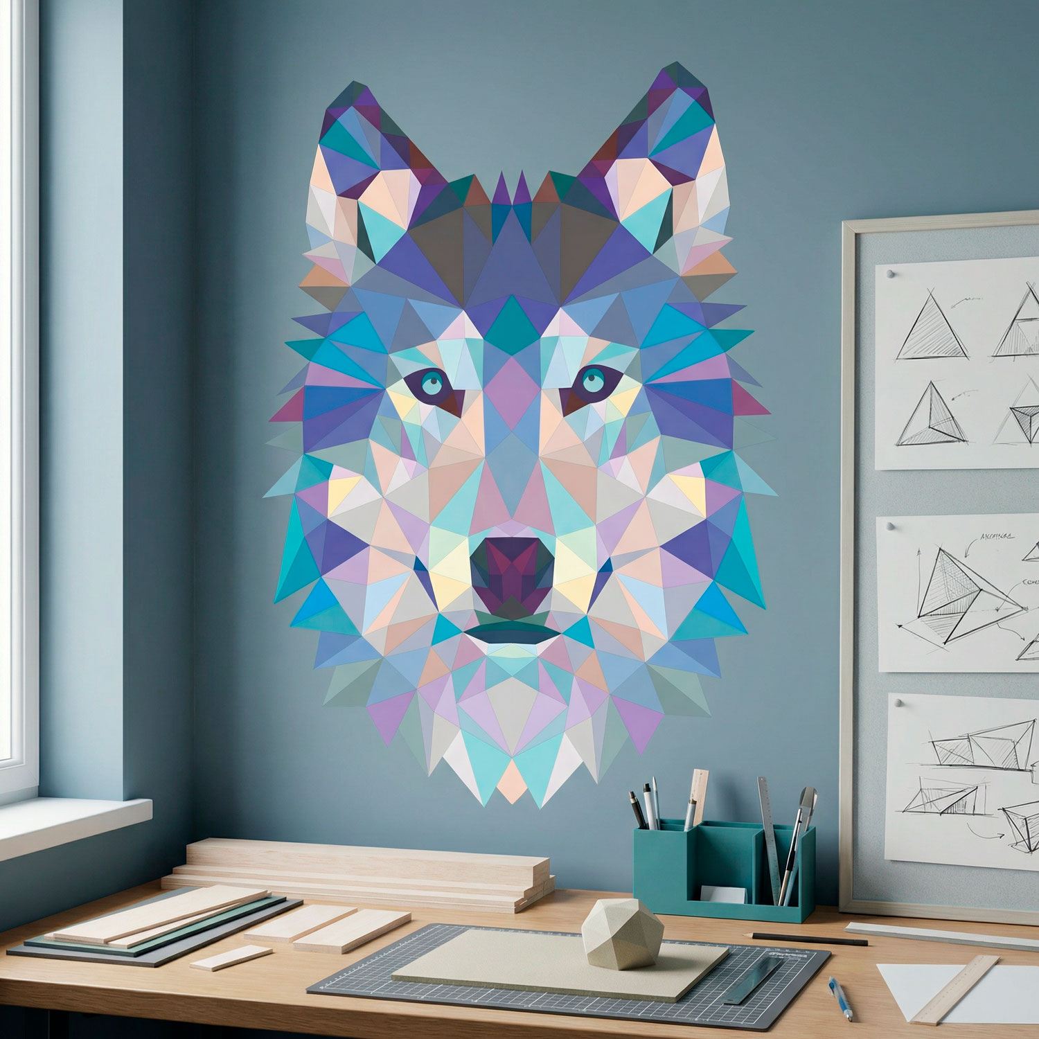 Wall Stickers: Head of Origami Wolf