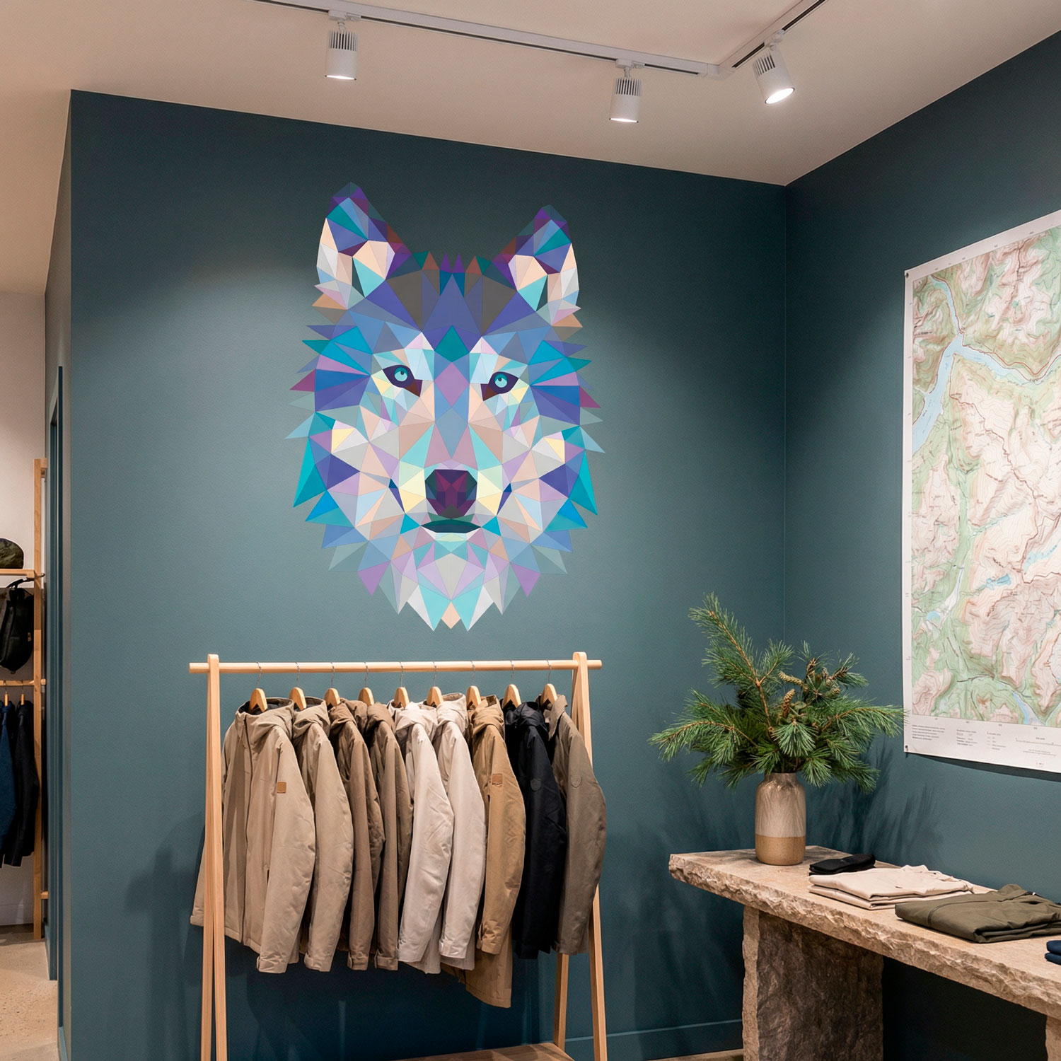 Wall Stickers: Head of Origami Wolf