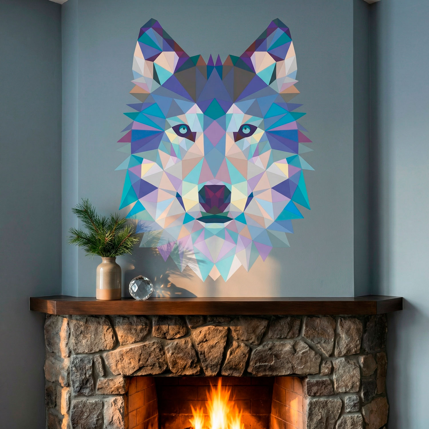 Wall Stickers: Head of Origami Wolf