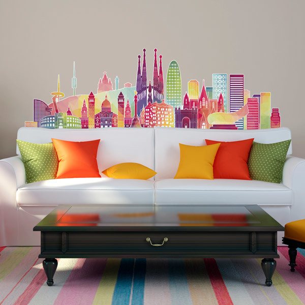 Wall Stickers: Barcelona skyline color