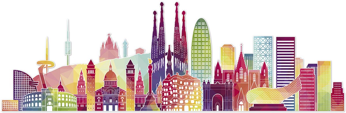 Wall Stickers: Barcelona skyline color