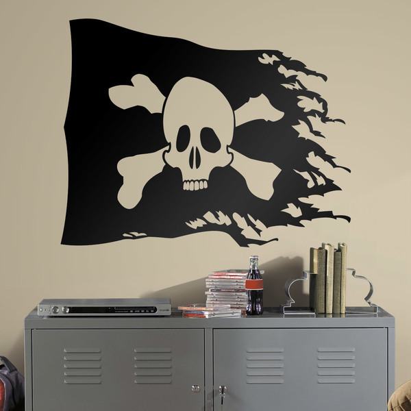 Stickers for Kids: Pirate flag worn Dise&ntilde;o Vinilo Decorativo