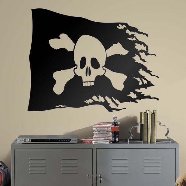 Stickers for Kids: Pirate flag worn 0