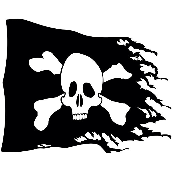 Stickers for Kids: Pirate flag worn Dise&ntilde;o Vinilo Decorativo