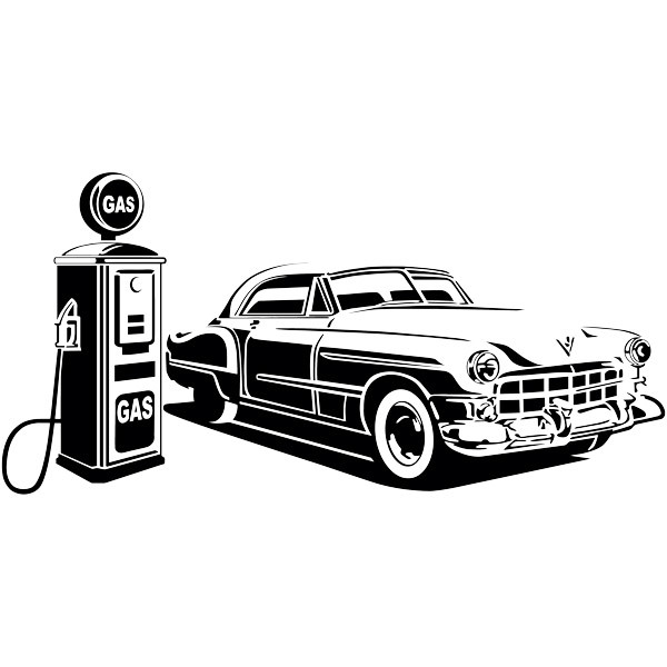 Wall Stickers: American car at gas station