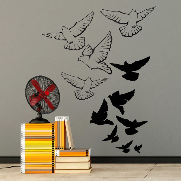 Wall Stickers: Flock of pigeons