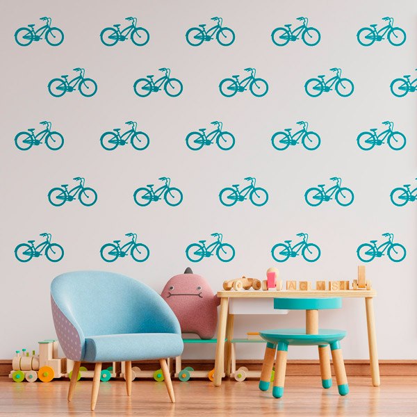 Wall Stickers: Kit 9 stickers Vintage Bicycle