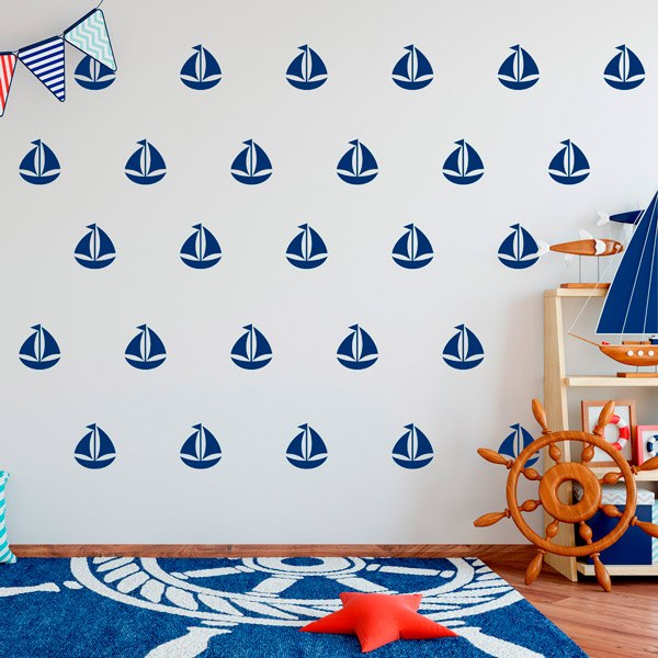 Wall Stickers: Kit 9 stickers Sailing ship