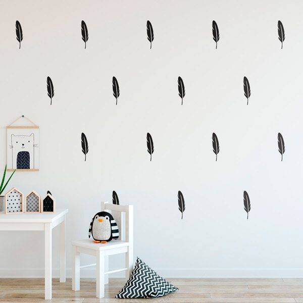 Wall Stickers: Kit 14 stickers Feather