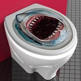 Wall Stickers: Shark coming out of the toilet bowl 3