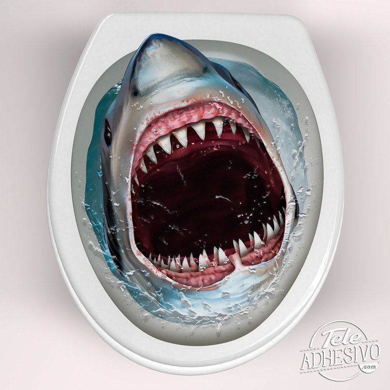 AOA 3D Shark Funny Toilet Seat Sticker Transfer Decal Bathroom