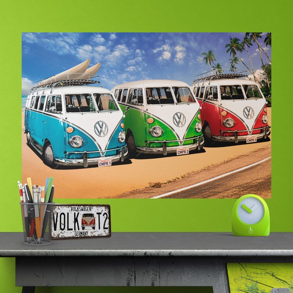 Wall Stickers: 3 Volkswagen Hippie vans