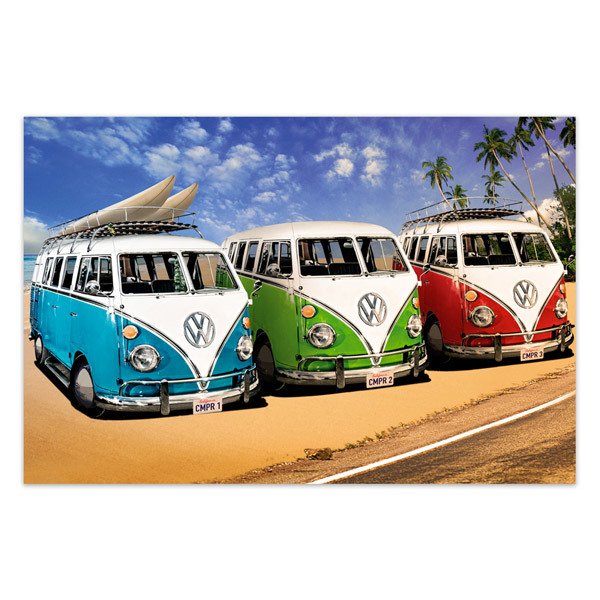 Wall Stickers: 3 Volkswagen Hippie vans
