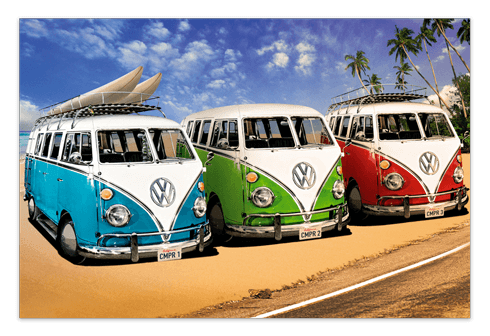 Wall Stickers: 3 Volkswagen Hippie vans