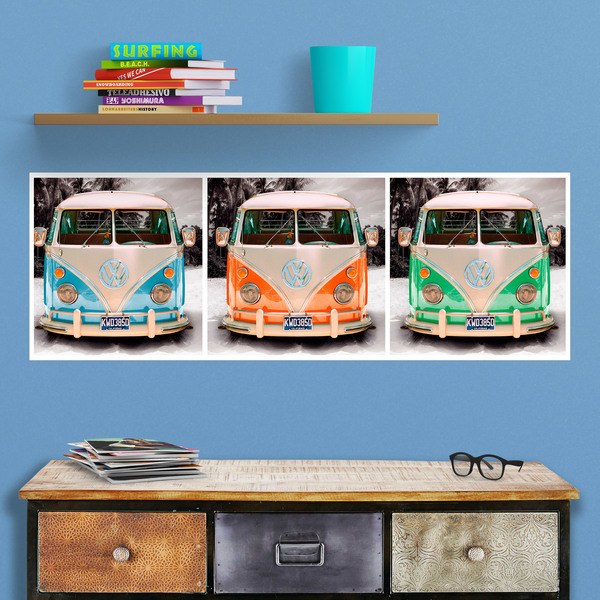 Wall Stickers: 3 Volkswagen T1 (kombi)