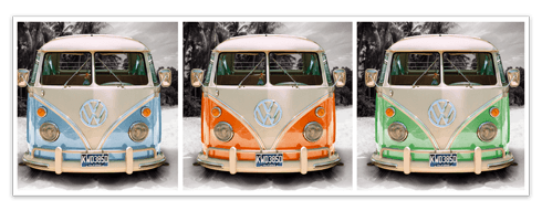 Wall Stickers: 3 Volkswagen T1 (kombi)