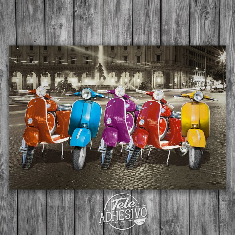 Wall Stickers: 5 Vespas in Rome