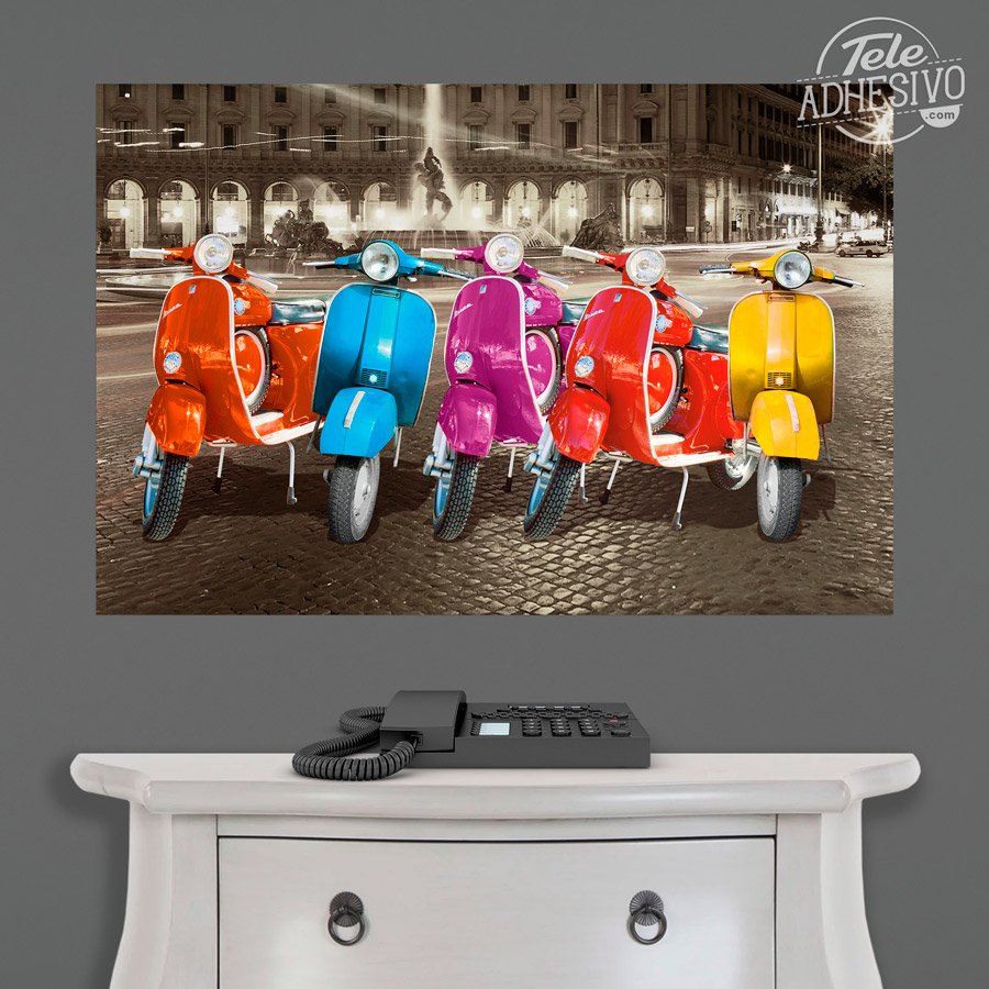 Wall Stickers: 5 Vespas in Rome