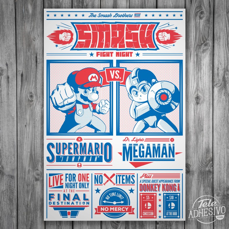 Wall Stickers: Mario Bros vs Megaman