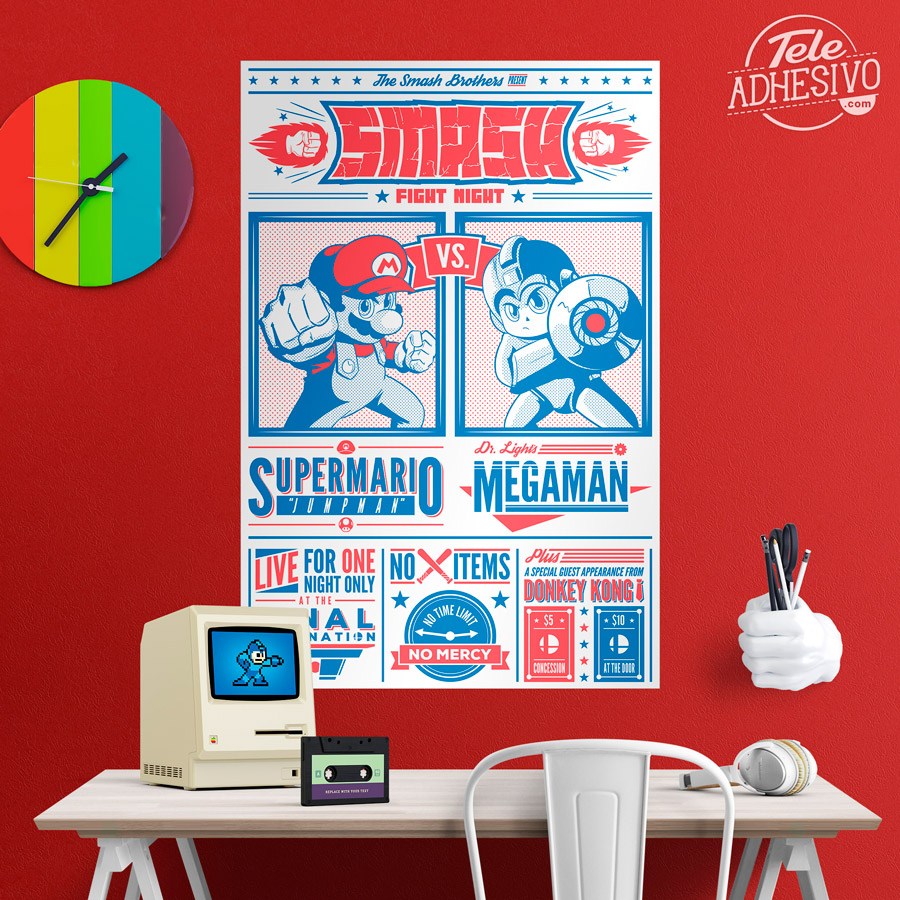 Wall Stickers: Mario Bros vs Megaman