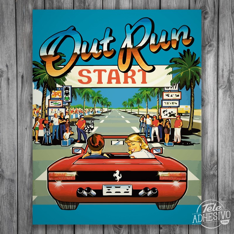 Wall Stickers: Adhesive poster Out Run Arcade