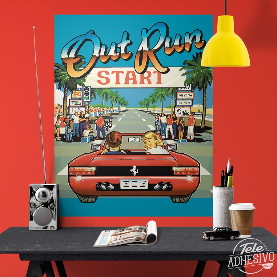 Wall Stickers: Adhesive poster Out Run Arcade